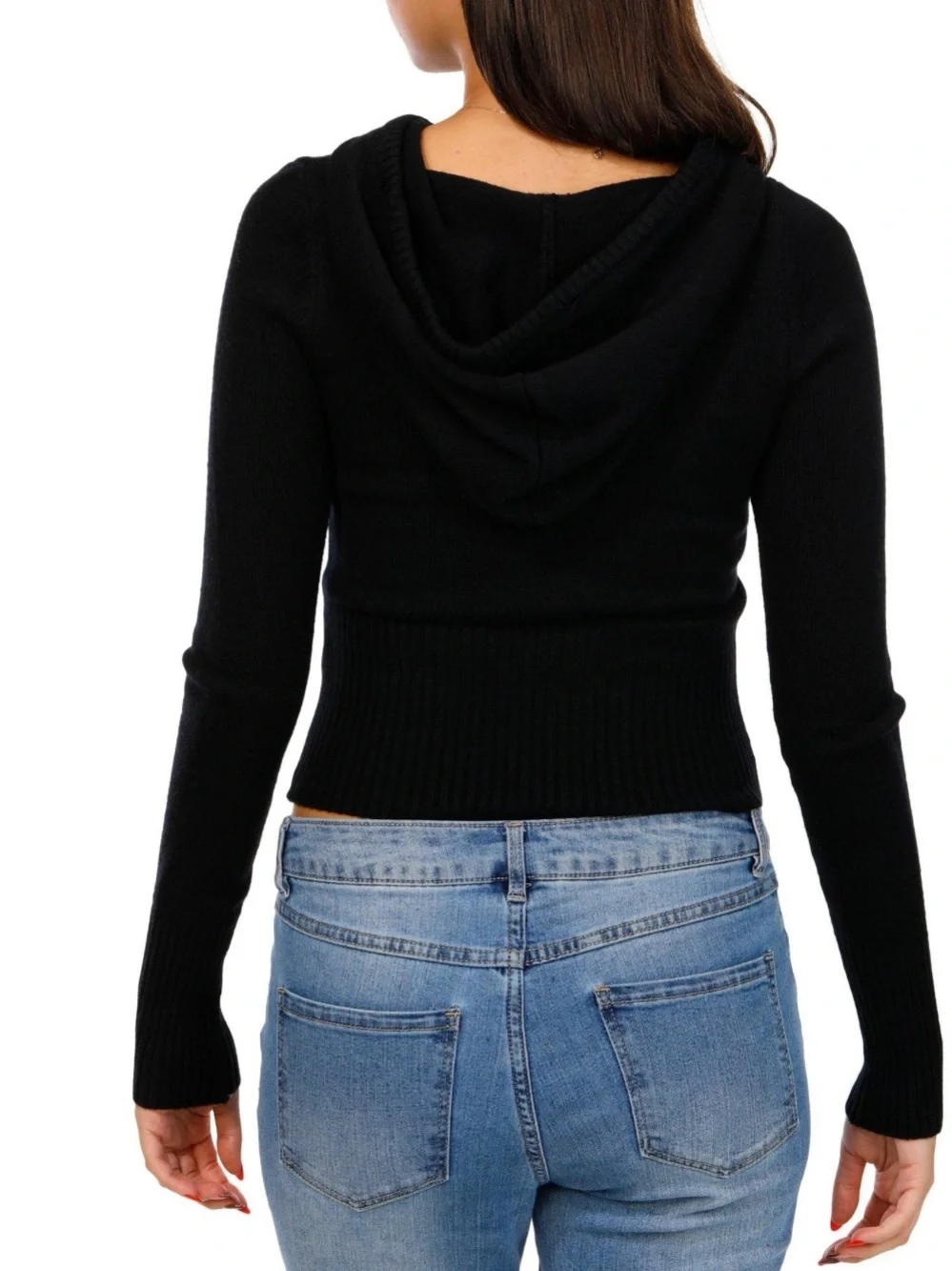 NWT Derek Heart Black Knit Cropped Zip Hoodie Size S_2